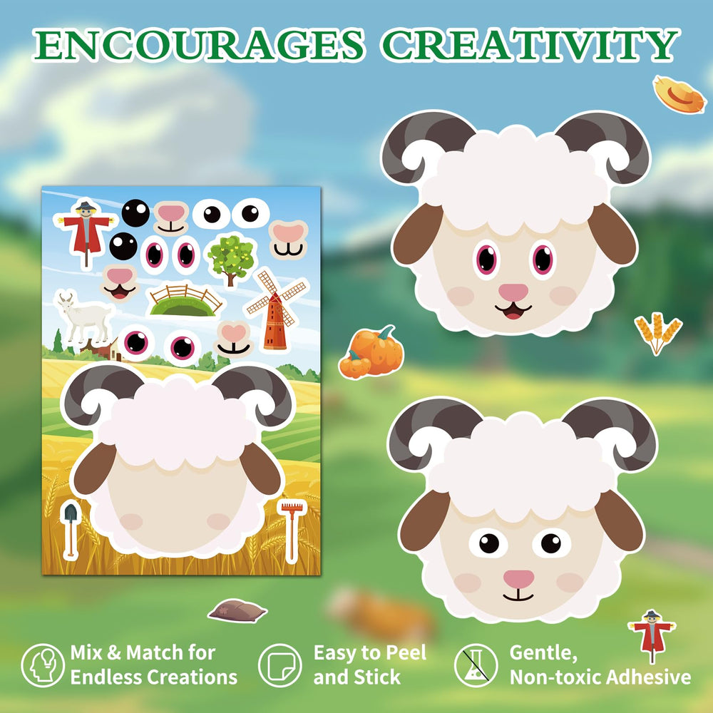 Ozepao cow, sheep, and chickens sticker designs for creative crafting.