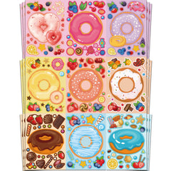 Ozepao donut sticker sheets showcase 27 designs for creative party favors and crafts.