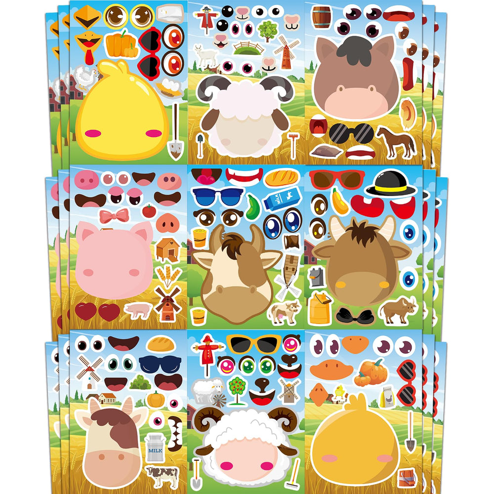 Ozepao Make-A-Face farm sticker sheet for creative play and party crafts.