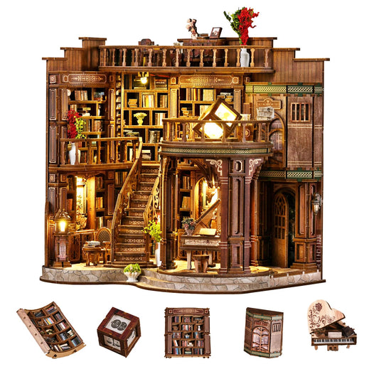 OzJAY Book Nook on a shelf with a dreamy library setup for cozy reading.