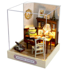 OZJAY DIY miniature house with dust-proof cover for clean display.