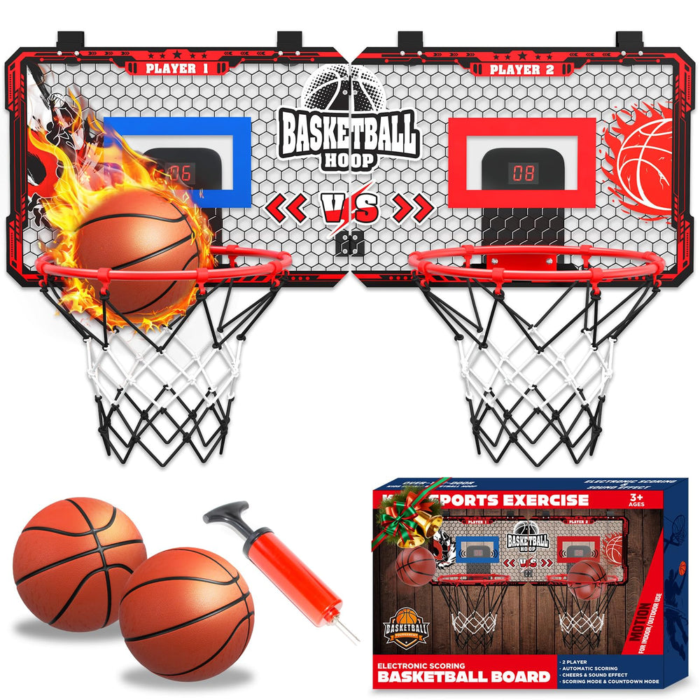 OZMI double-player basketball hoop over the door indoor for competitive family play.