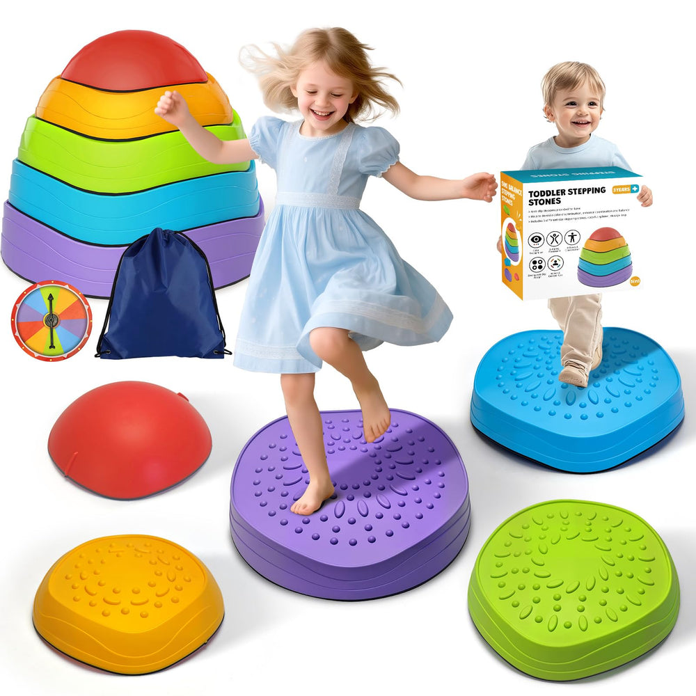 OZMI Stepping Stones set for kids balance practice indoors, promoting coordination.