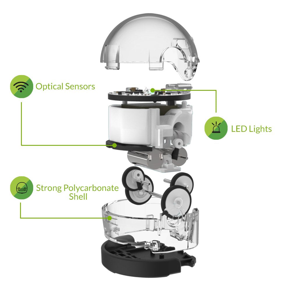 Ozobot Bit polycarbonate shell; durable kid-friendly design.