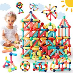 Paaxido 64PCS magnetic building blocks set in action promoting creative construction