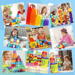 Colorful magnetic tiles invite collaborative play and fine motor practice with Paaxido.