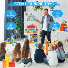 Strong magnets keep shapes secure during creative play with Paaxido tiles.