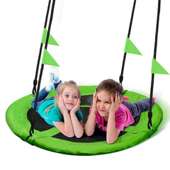 PACEARTH 40-inch green saucer swing in backyard for family fun