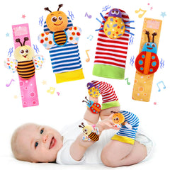 PADONISE wrist rattle socks with bee theme promote sensory play