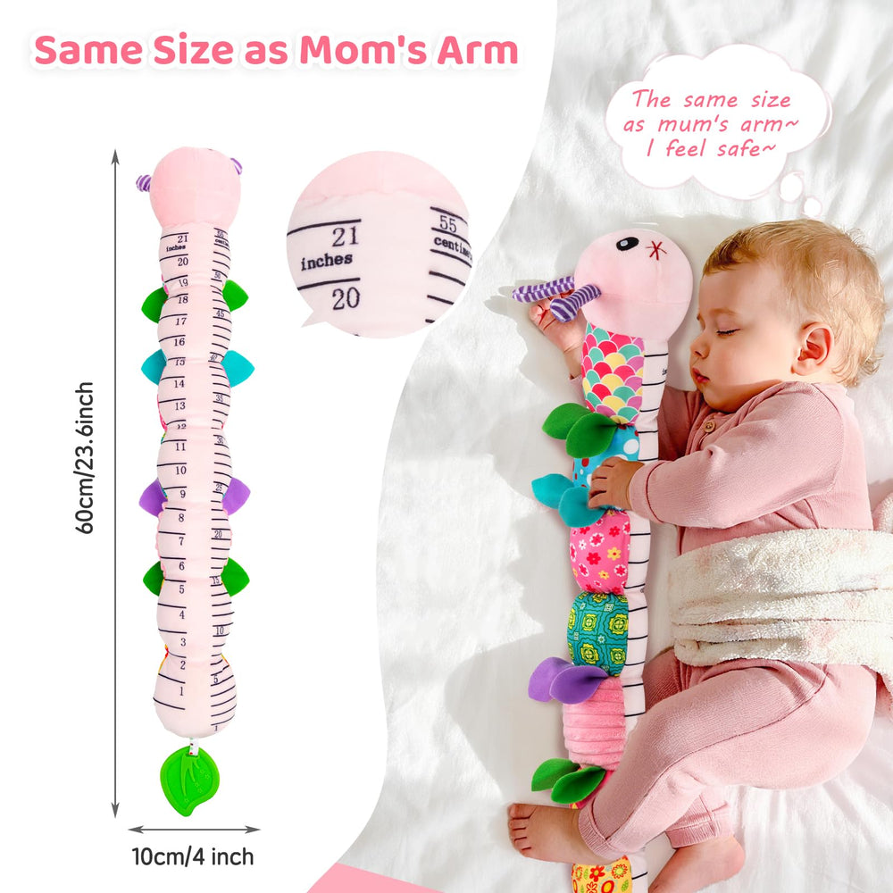 Padonise caterpillar sensory toy includes crinkle paper to spark tactile exploration.