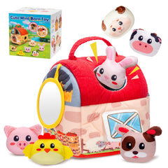 Padonise farm house with animals for toddlers promoting tactile exploration.