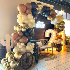 Paayeq sand white 18-inch balloon creates warm contrast for rustic themes