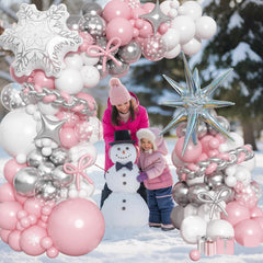 Paeyeq white 18in balloon; clean backdrop for wintry themes.