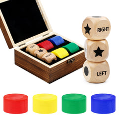 Pagather Fun Left Right Roll wooden box, elegant storage for family gaming sessions.
