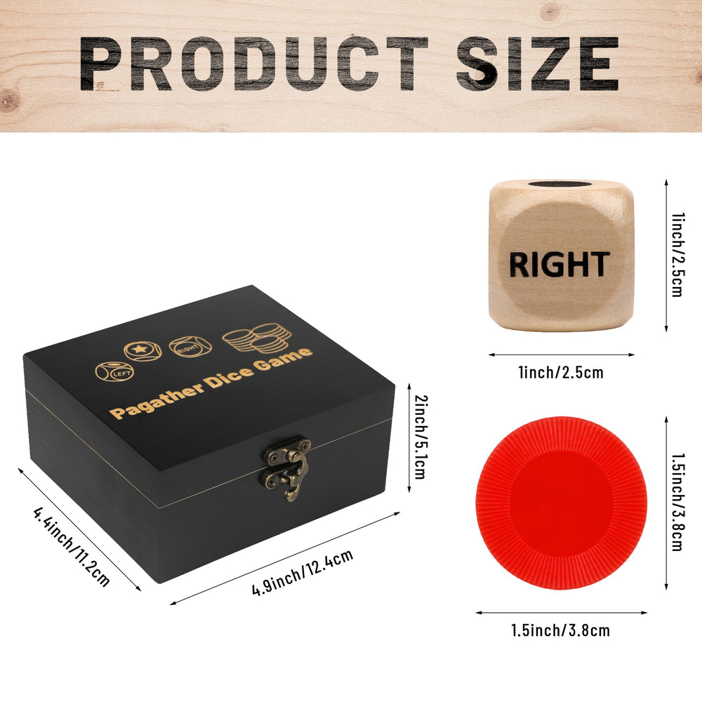 Pagather left right roll wooden dice highlighting the theme for nostalgic family play.