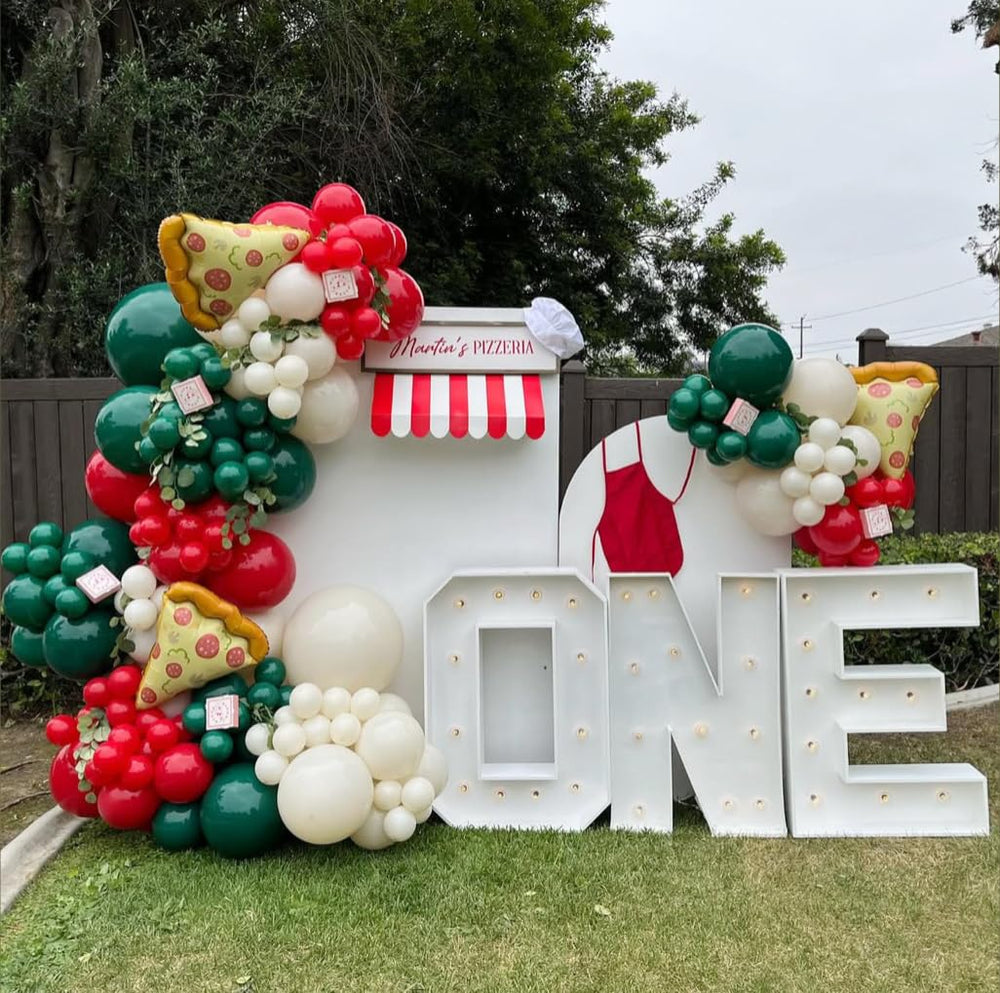 PageebO red green ivory white balloons set adds color