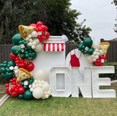 PageebO red green ivory white balloons set adds color