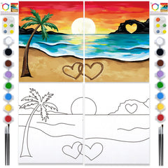 PAILIM 8x10 couples painting kit contents; canvases, colors, and inspiration for a cozy at-home date