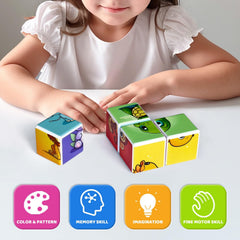 Pairez Toys 3D magnetic cubic jigsaw block size 1.65in fits toddler hands.