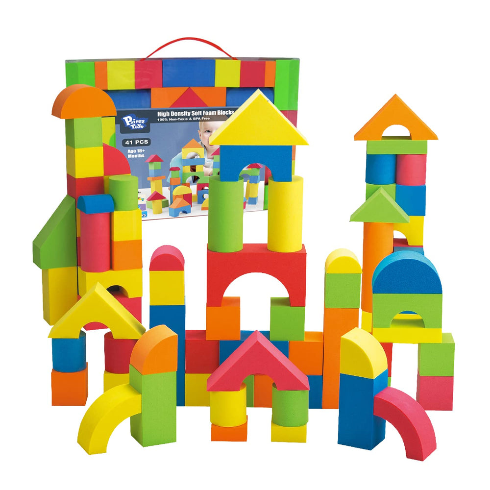 Pairez Toys foam blocks in assorted colors for color recognition and creative play.