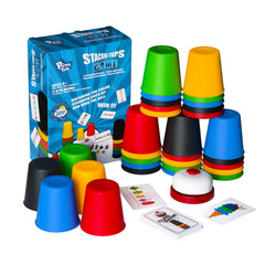 Pairez Toys Quick Stacking Cups Game setup shows ready-to-play components for quick, engaging family fun.