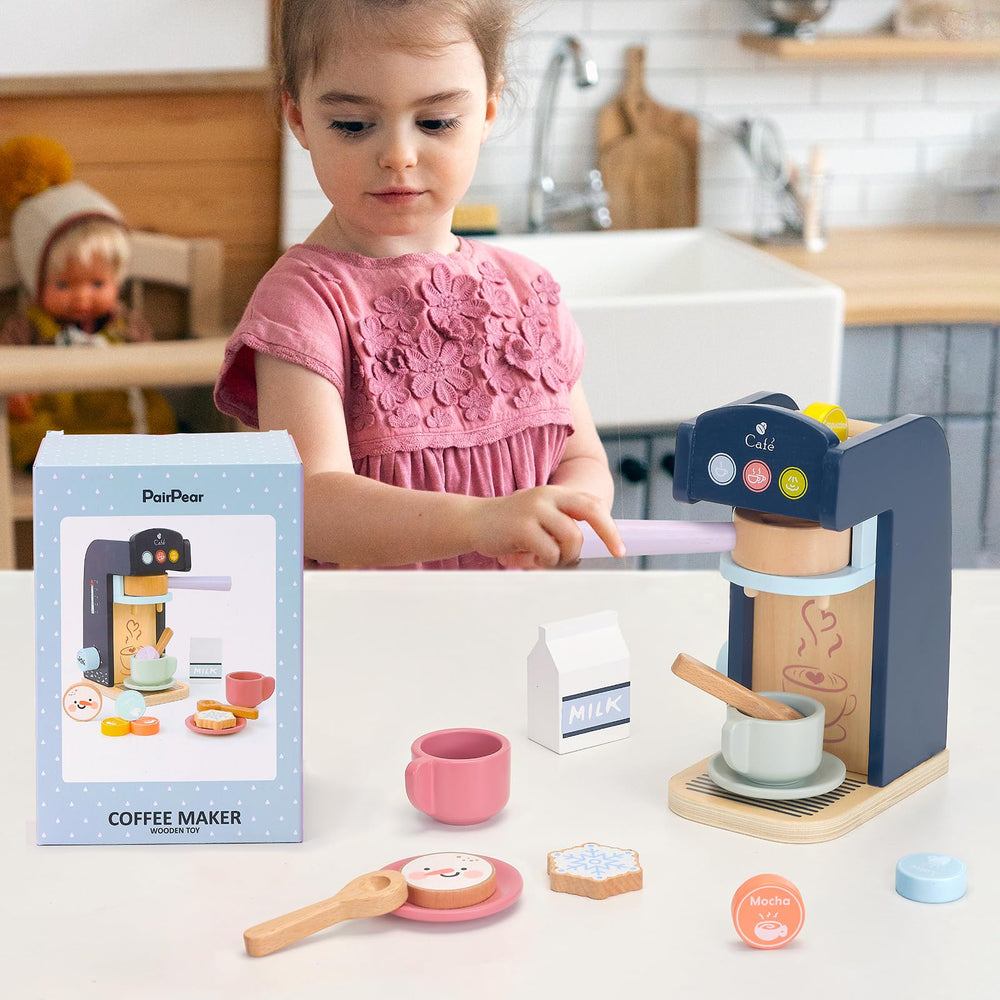 PairPear wooden play kitchen accessories provide durable imaginative fun.