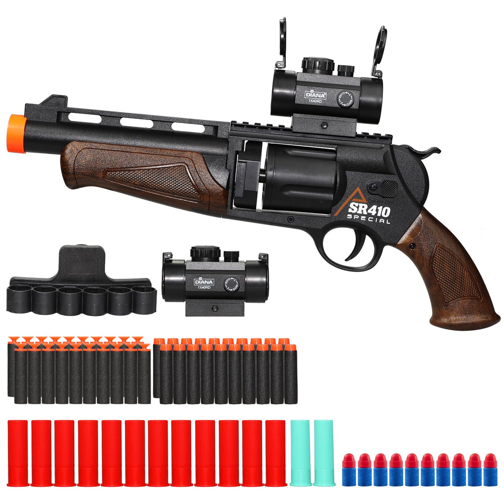 Pakimio large revolver toy gun with scope for accurate targets during outdoor play