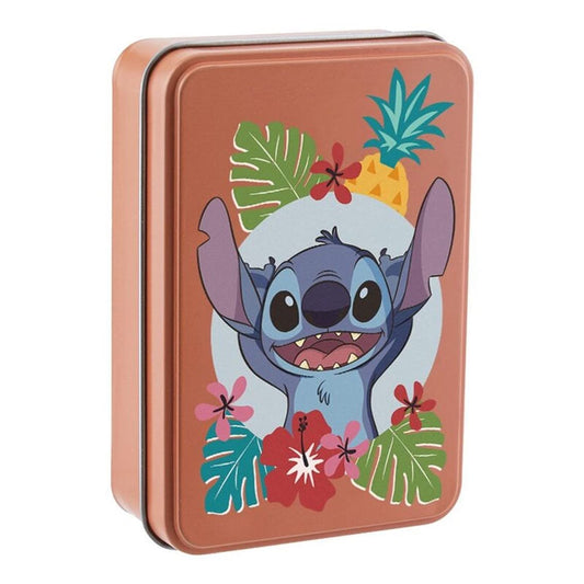 Paladone Lilo and Stitch cards in orange tin for portable game nights.