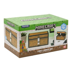 Paladone Minecraft Chest Money Bank in a kid's desk, blends with gaming decor.