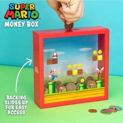 Top view of the Paladone Mario Money Box showing the coin slot for easy savings.