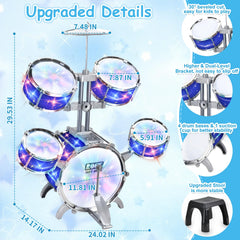 PaLeyFer kids drum set with all-plastic construction for safe play