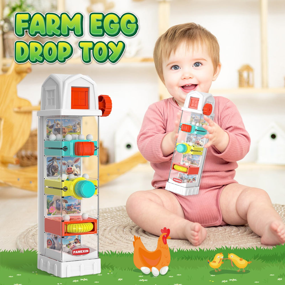 Pamexin egg-drop toy egg-module closeup highlights cause-and-effect exploration for toddlers