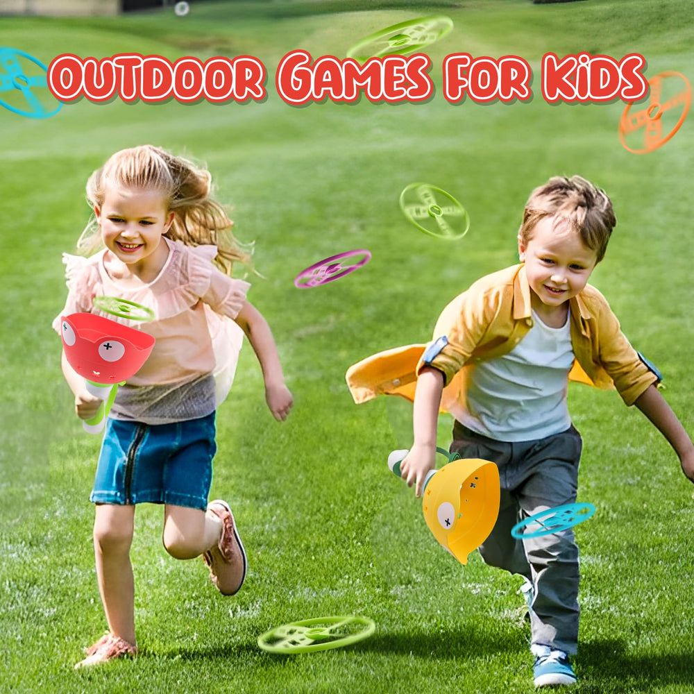 Pamexin kids playing outdoors catching discs enhances motor skills and family bonding.