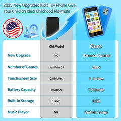 Pamox Kids Toy Phones 4inch touchscreen with bright visuals