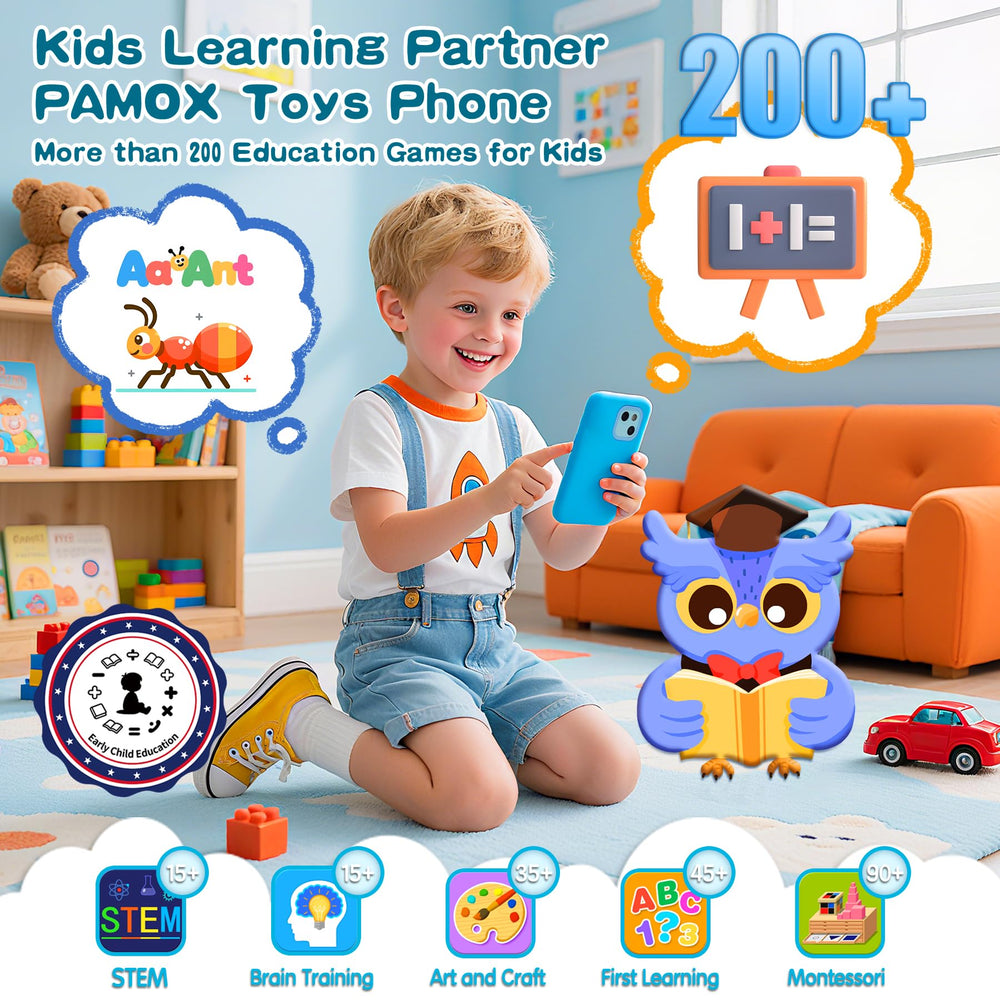 Pamox Kids Toy Phones education games library displayed on screen