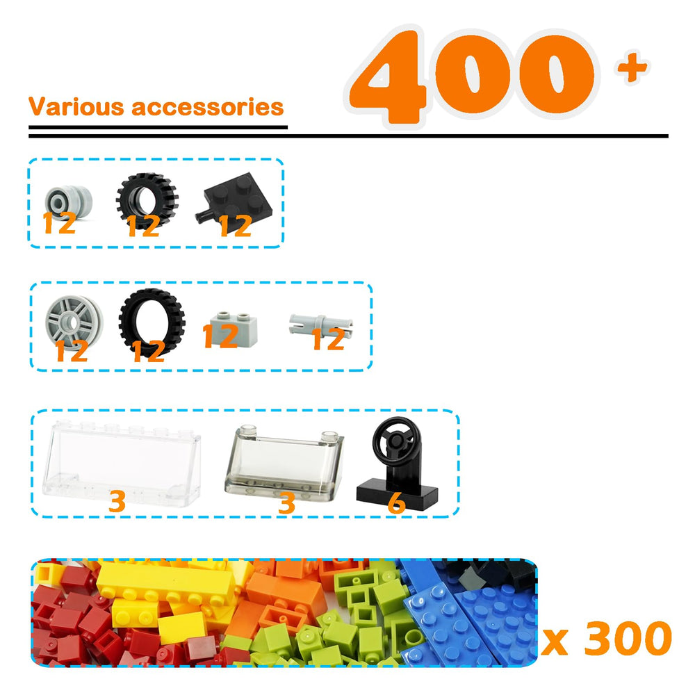 Pamvava car parts kit includes 102 steering wheels for realistic vehicle assemblies