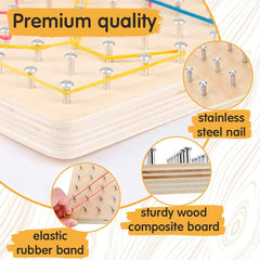 Panda Brothers geoboard features smooth edges for safe, worry-free play.