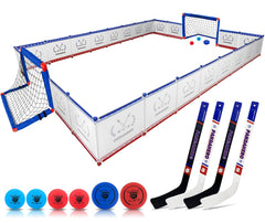 Pandahero knee hockey rink set front view ready for indoor family fun