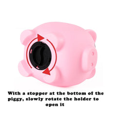 PandaEar Piggy Bank pink bottom-cap view emphasizes easy access to savings.