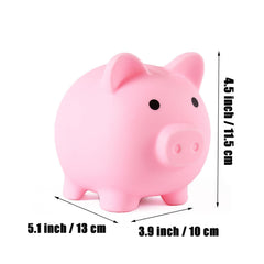 PandaEar Piggy Bank pink with coins inside illustrates spacious capacity for savings.