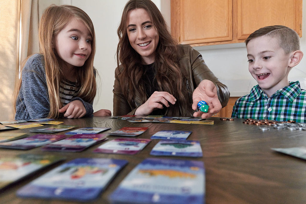 Machi Koro tabletop strategy game by Pandasaurus highlighting quick 30-minute rounds.