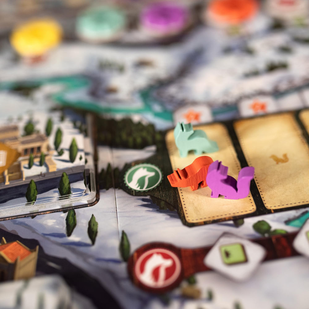 Pandasaurus Games The Fox Experiment features upgrade mat enhancing strategies.