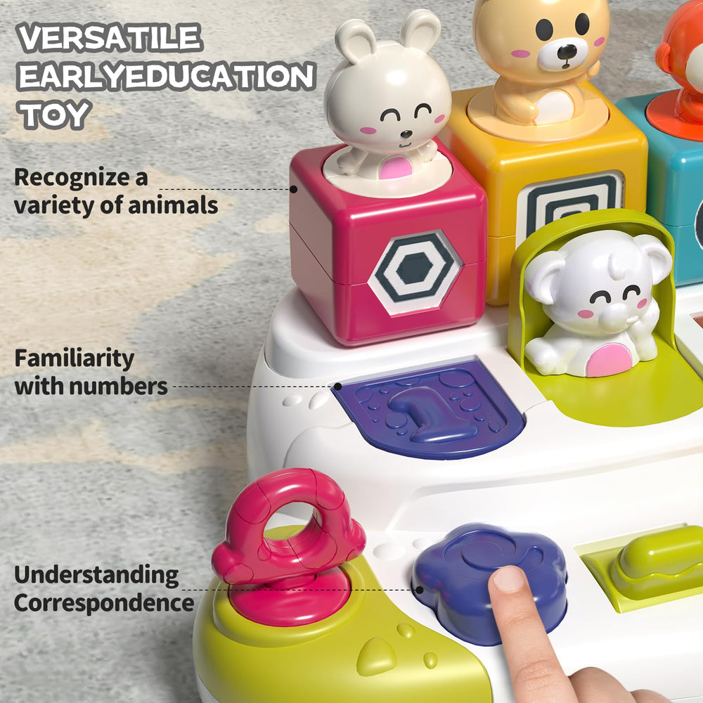 PANITU Pop Up Animal Toy buttons are large, easy to press for little fingers.