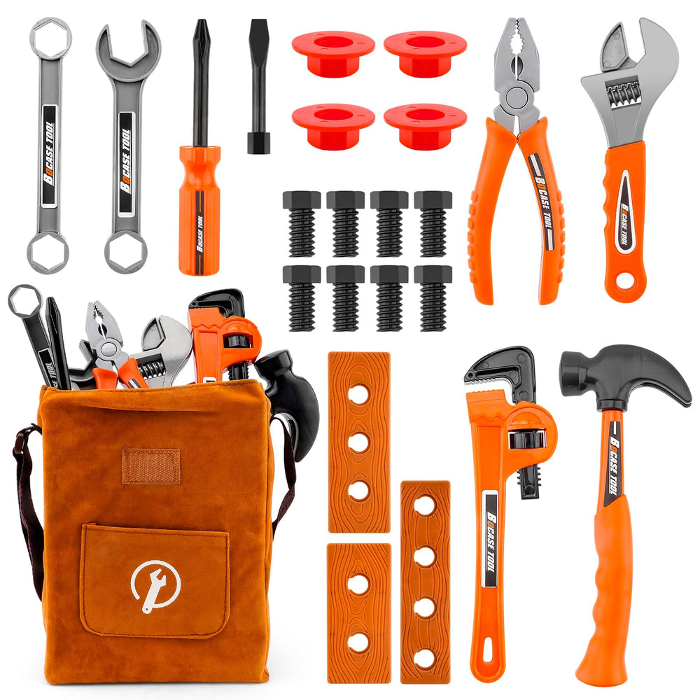 PANPAPA 24-piece toddler tool kit in a bag, safe for tiny hands.
