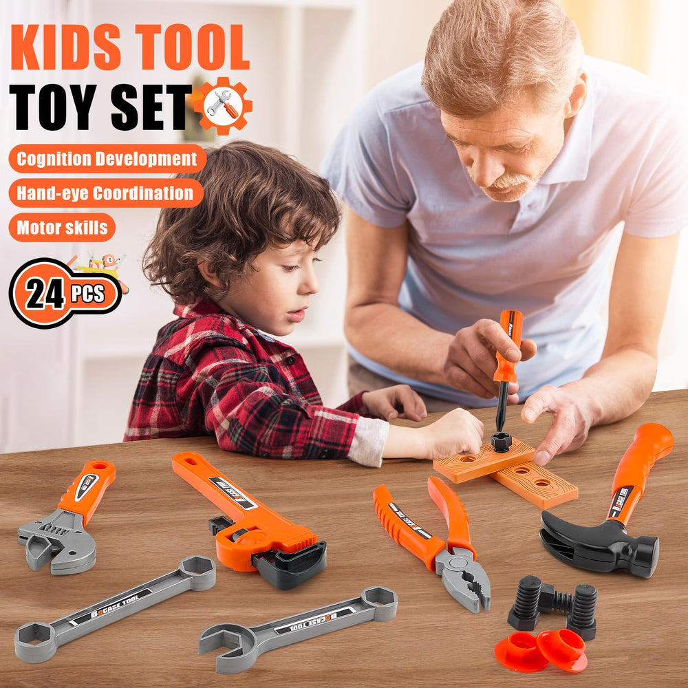 PANPAPA toy screwdriver clicks during hands-on construction play.