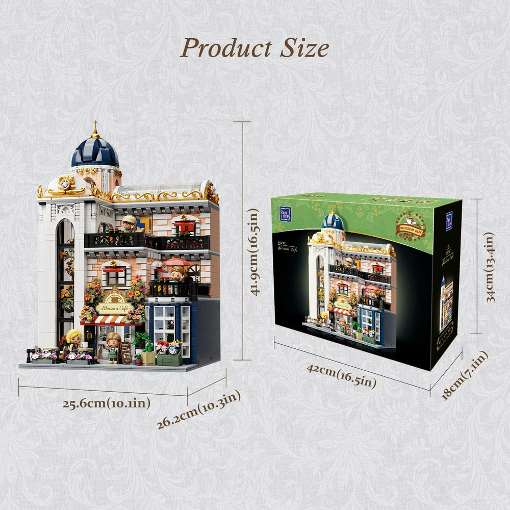 Pantasy Blossom Café minifigures enrich storytelling on a street-corner scene
