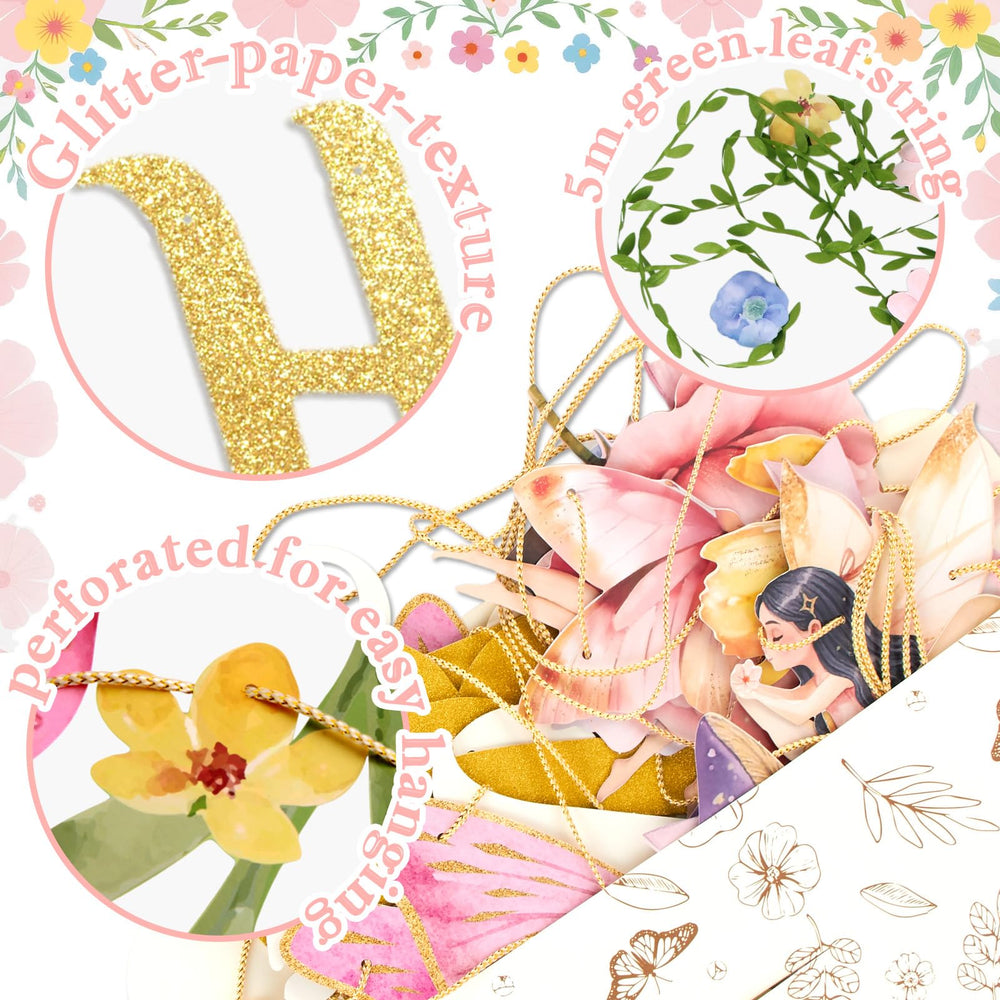 Paper Jazz gold glitter letter banner adds sparkling celebration flair.