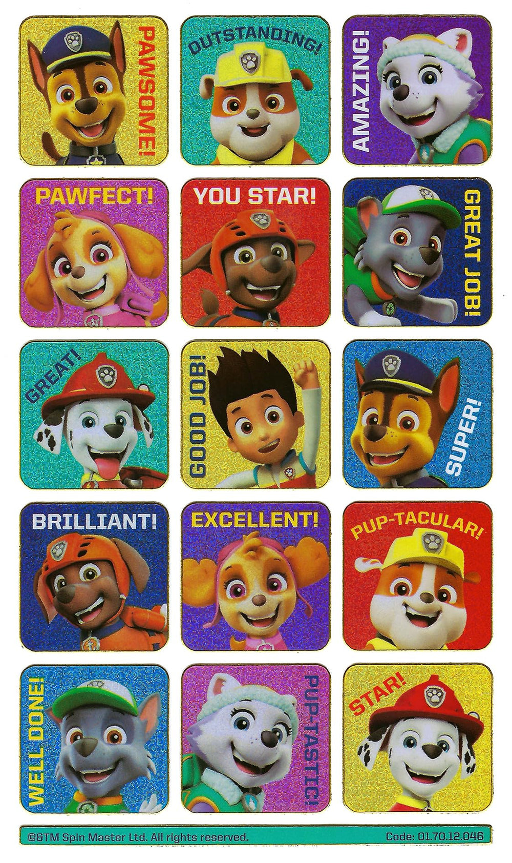 Sticker chart rewards using Paper Projects Paw Patrol stickers