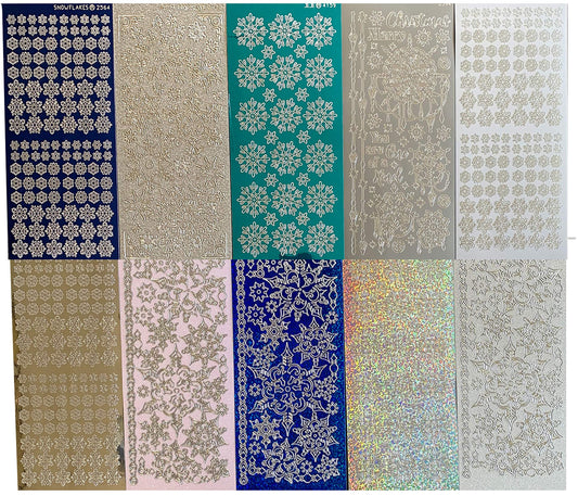 Paper Wishes Dazzles snowflakes sheet closeup showing silver, blue, teal and white colors