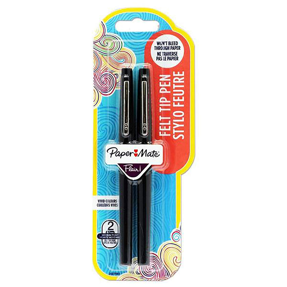 Papermate Flair black felt tip pen for bold lines and smooth writing.